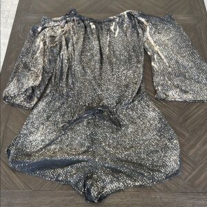 Blue Life Romper, off the shoulder, brown, animal print, swim cover up, summer